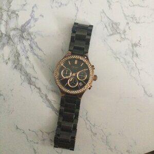 Large DKNY ceramic and stainless steel watch